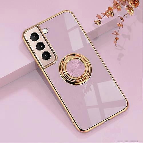 For Samsung Galaxy S22 Ultra 5G 6D Electroplating Full Coverage Silicone Phone Protective Case with Magnetic Ring Holder