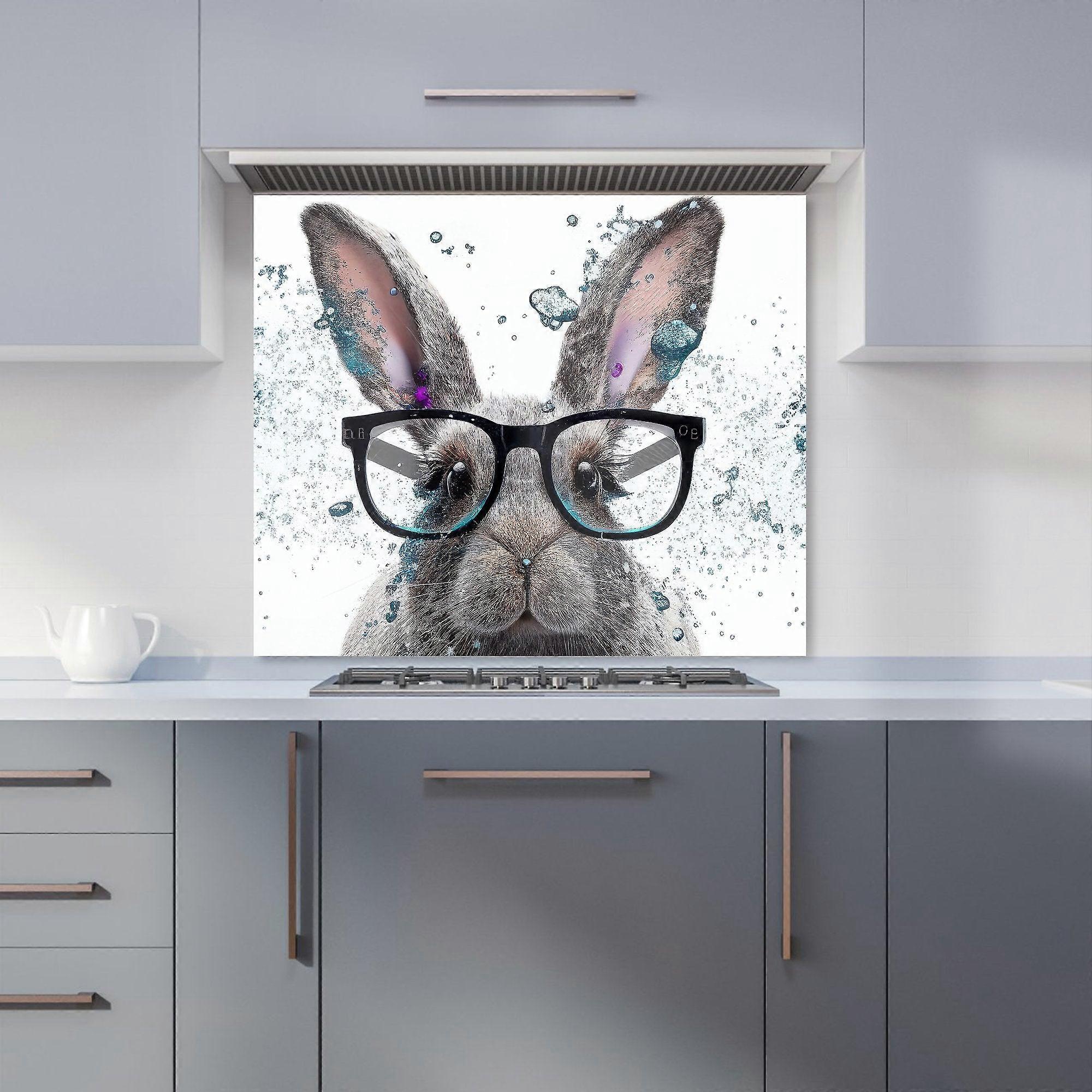 Rabbit With Glasses Splashart Kitchen Splashback