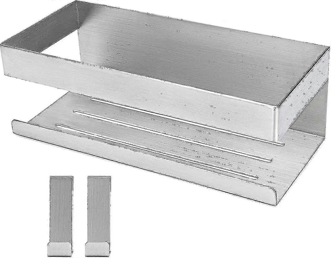 Self-adhesive Shower Caddy Brushed Stainless Steel Shower Caddy-adhesive Shower Caddy Bathroom Shelf Sus304 Stainless Steel-with 2 Hooks