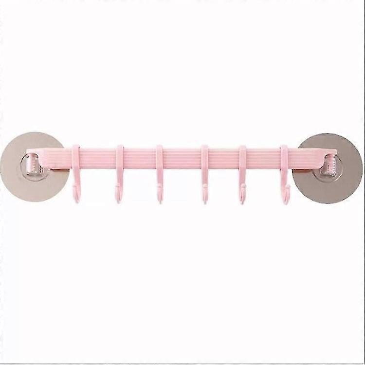 Kitchen Utensil Holder With 6 Adjustable Hooks, Rotatable Wall Hanging Rod For Bathroom