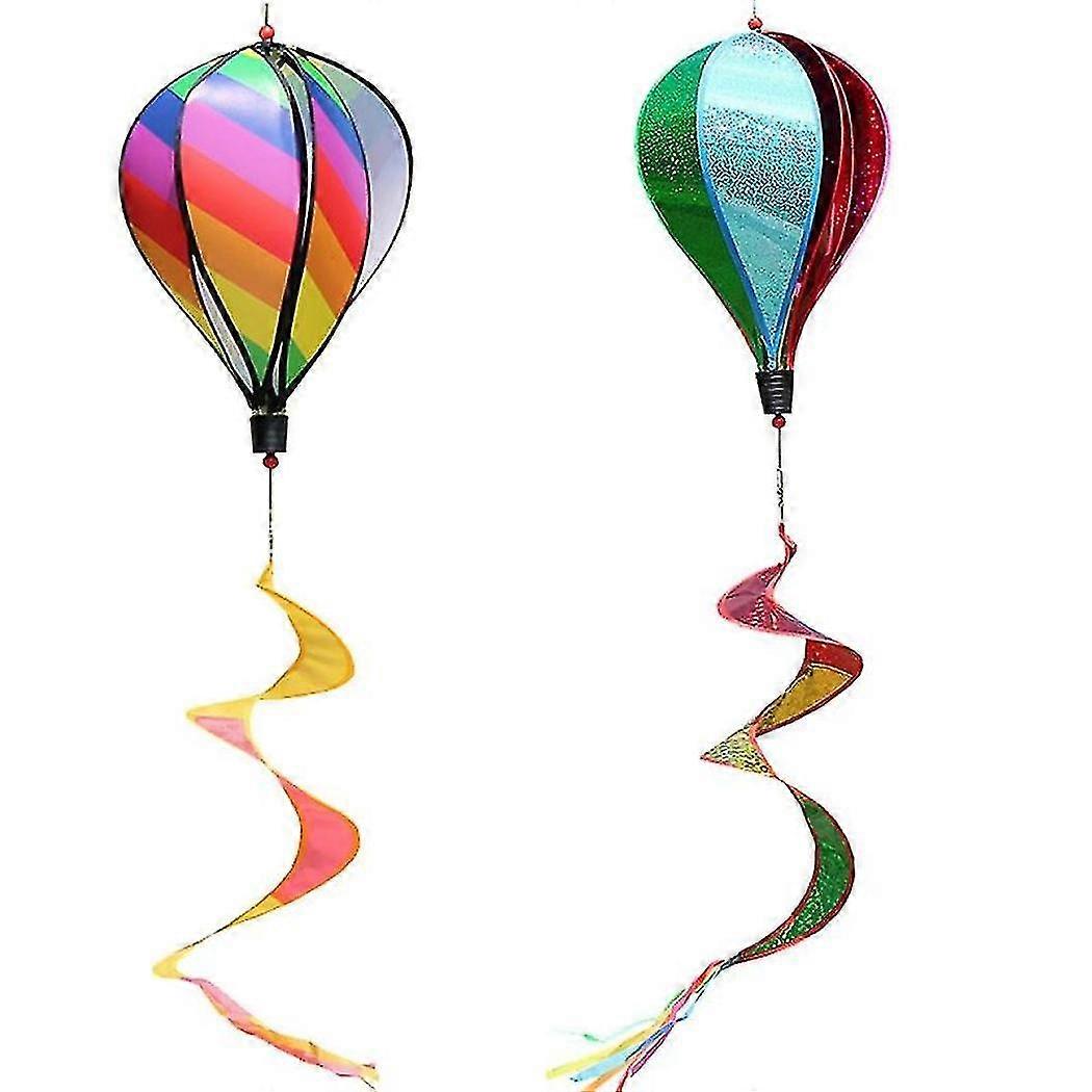 2pcs Balloon Wind Spinner Striped Sequins Windsock Balloon Yard Decor