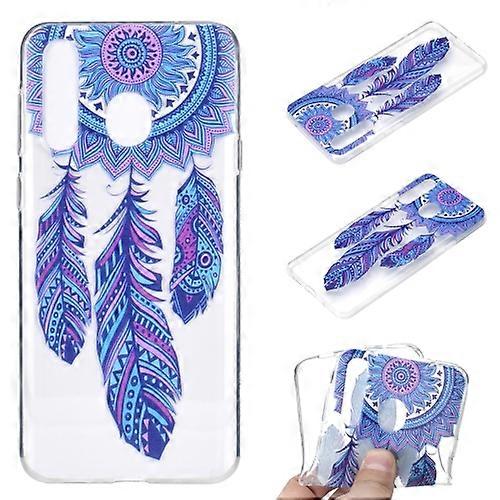 For Huawei Y6p Coloured Drawing Pattern Transparent TPU Protective Phone Case
