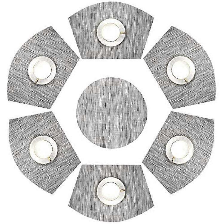 Table Place Mats Set Of 7 Plate Mats Heat Resistant Table Mats Fan-shaped Round Table Mat