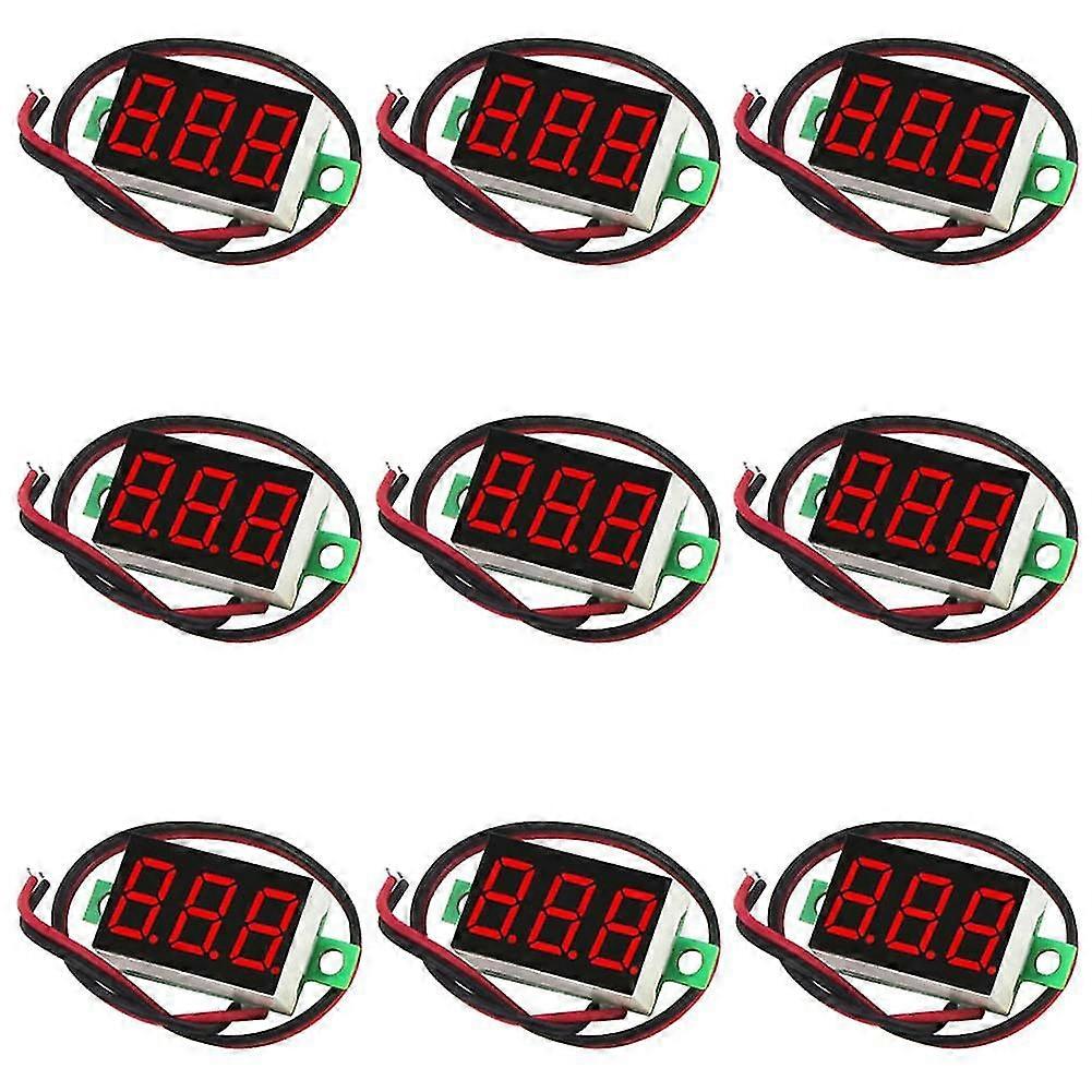 9pcs Voltage Meter 2 Wire Dc 0-32v With 3 Digit Panel Led Display Panel Mount Car Motorcycle Battery