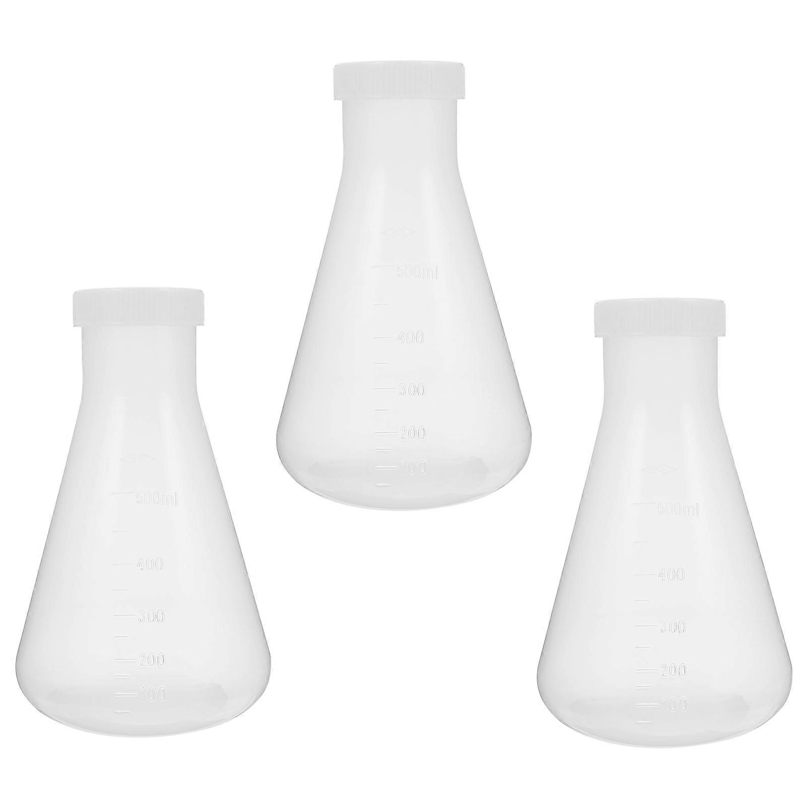 3pcs Plastic Erlenmeyer Flask Transparent Science Flask Practical Conical Flask