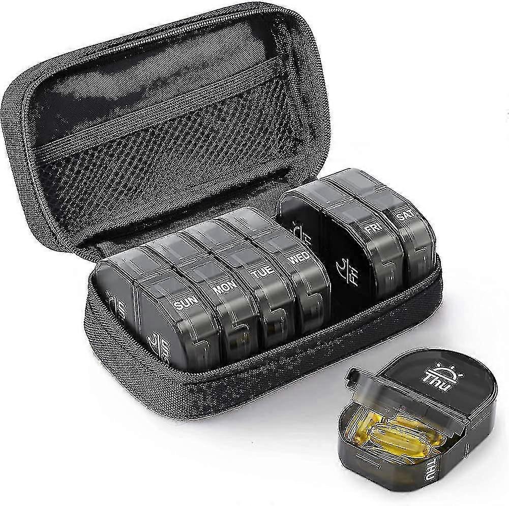 Canvas Bag Pill Organizer 2 Times A Day, Large Am/pm Pill Box 7 Day