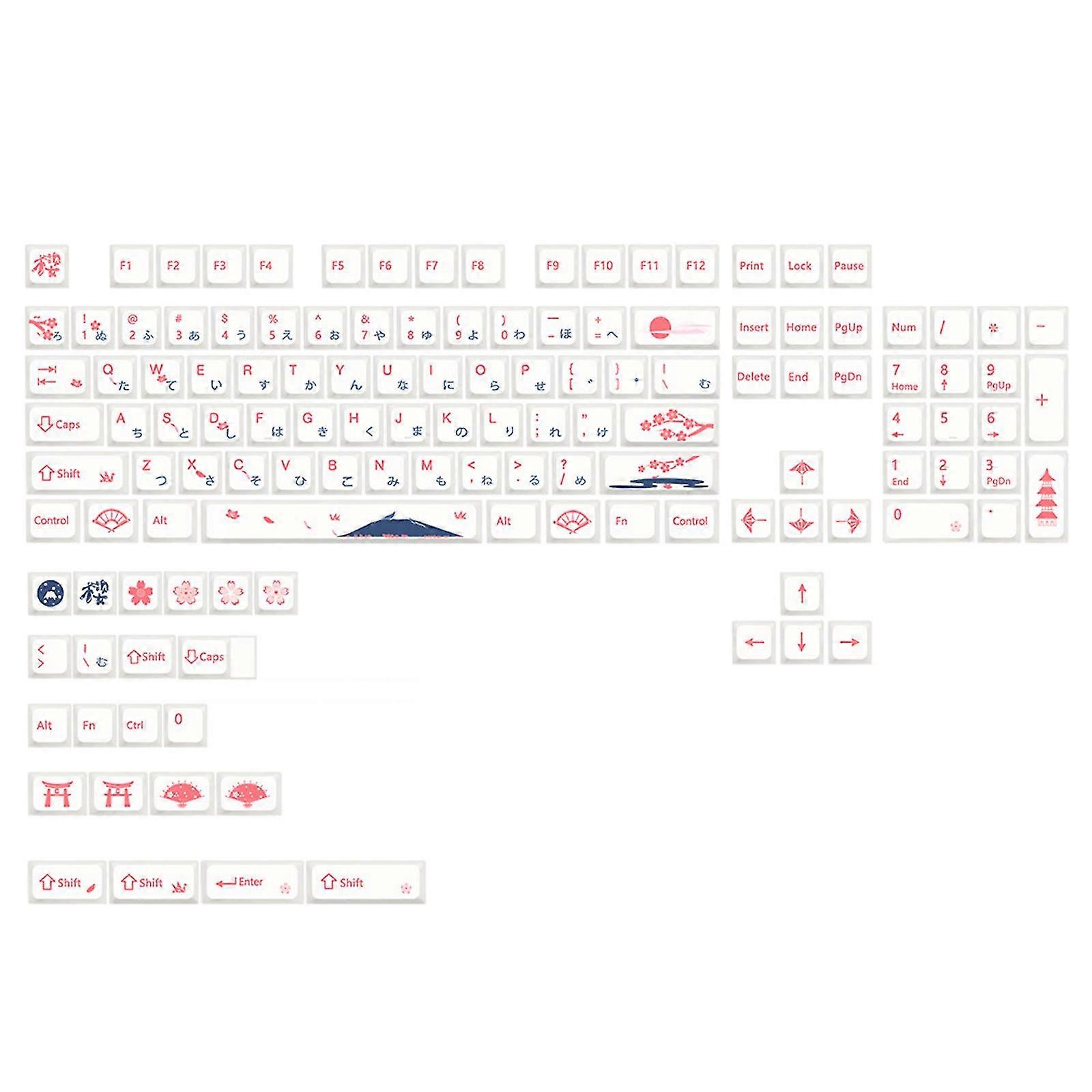 130 Keys Cherry Blossom Xda Pbt Keycaps Dye-subbed Mechanical Keyboards For Key