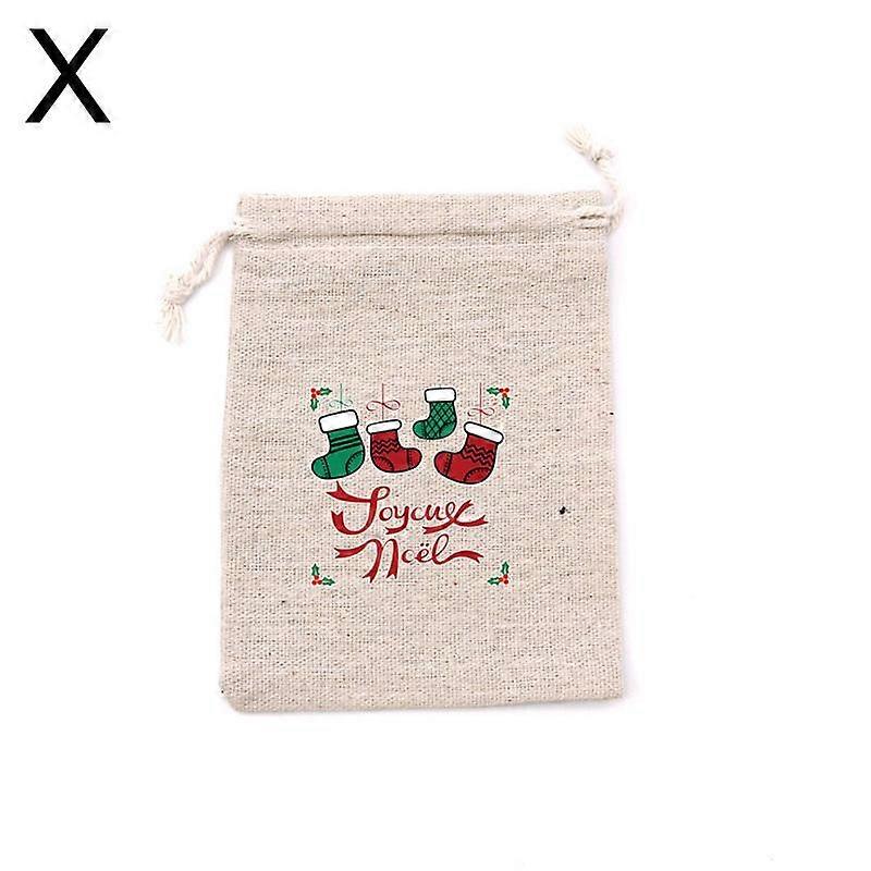 Christmas Linen Bag Candies Drawstring Gift Storage