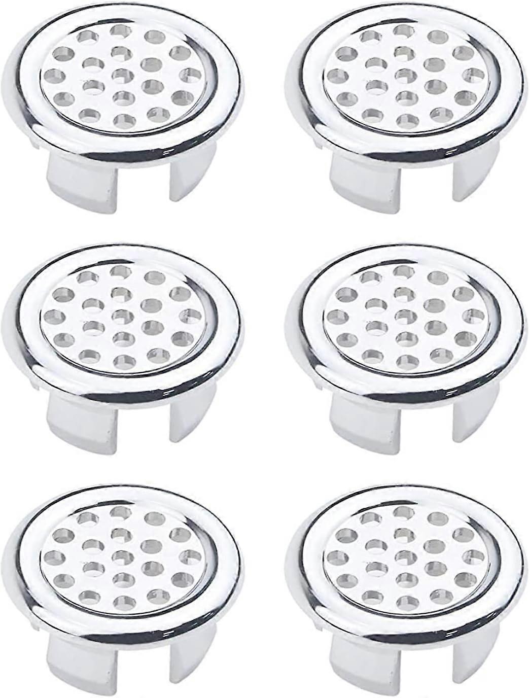 Bathroom Sink Mesh Overflow Cover, Round Insert Hole Round Lid Chrome, 3 pcs Silver