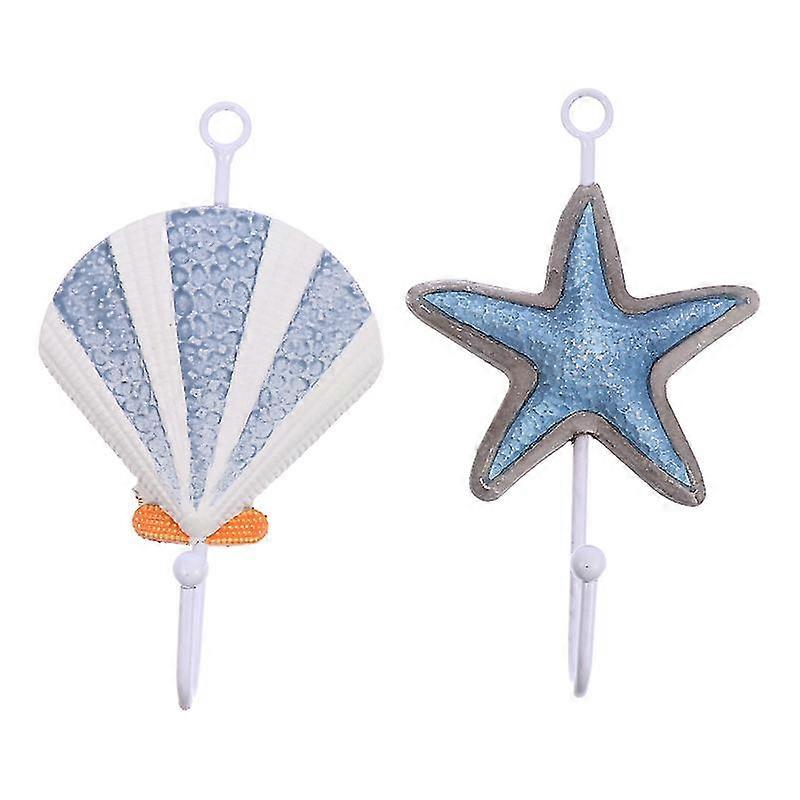 2pcs Mediterranean Clothes Hooks Iron Wall Hanging Hooks Durable Hat Hangers