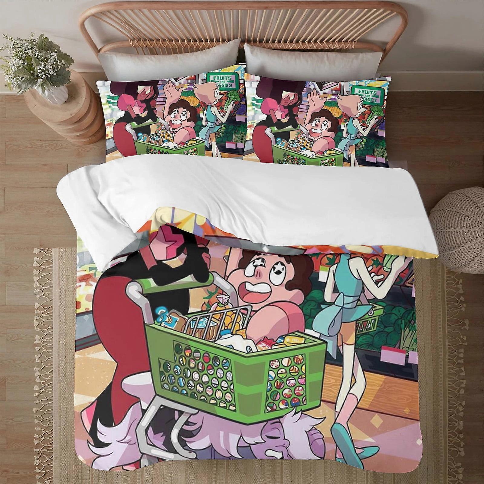 Bedding set BM509 STEVEN UNIVERSE Soft 3D Printed Duvet Cover Bedding Set with Comforter Cover 3 Piece Set Includes 2 Pillowcases and 1 Cover Machine 