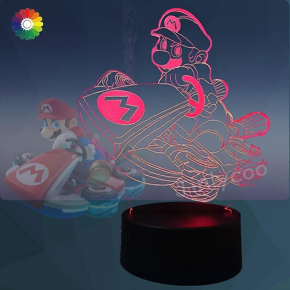Cartoon Lamp Shape bros Racing Bicycle Table Lamp 3D Visual Optical LED Night Light Battery Power Sensor USB Remote 16 Colors Change Anime Christmas T