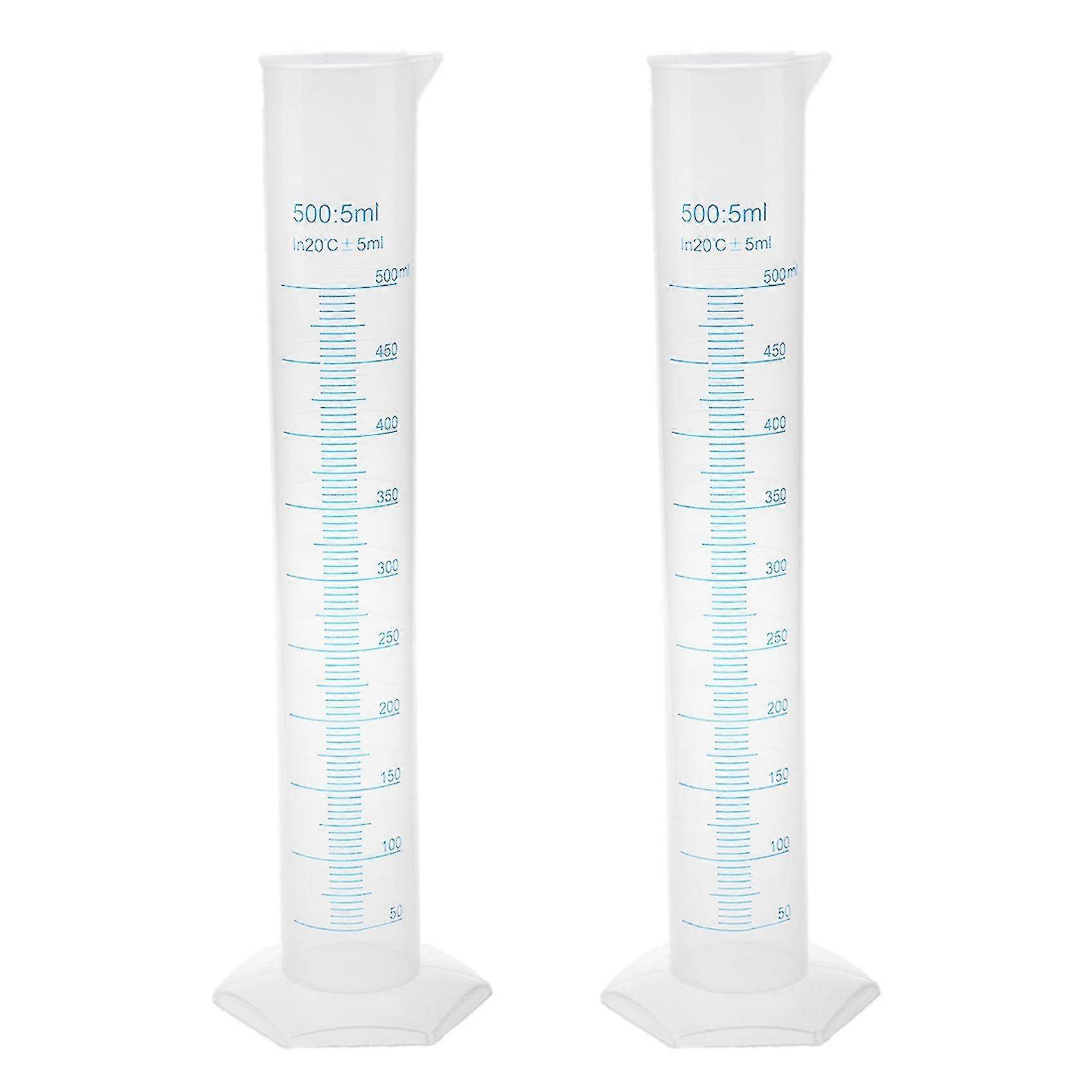 2x 500 Ml Plastic Transparent Graduated Tube.