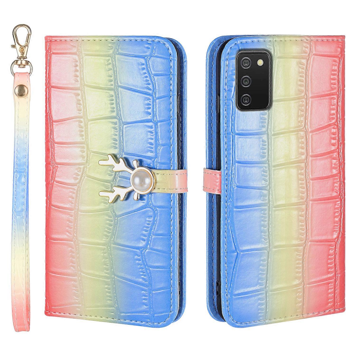 Elk Pattern Phone Case for Samsung Galaxy A02s EU with Card Holder, lanyard, PU Leather Material, Wallet Function, Corner Fall Protection