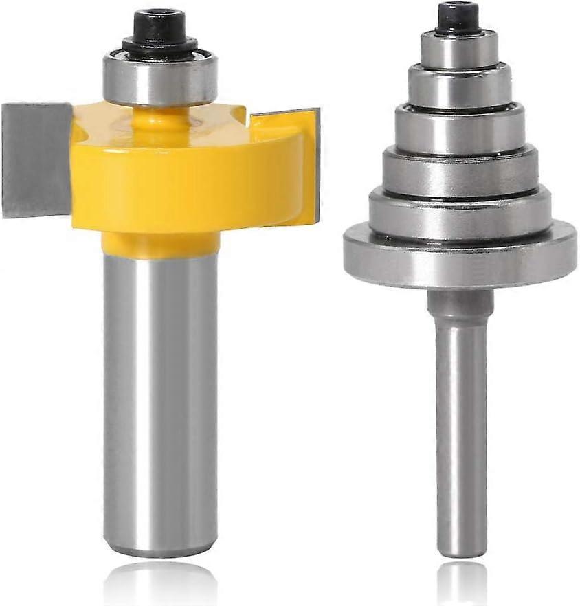 Router Bit with 6 Bearings Set, 1/2 Inch Shank Woodworking Milling Slotting Cutter for Multiple Depths 1/8", 1/4", 5/16", 3/8", 7/16", 1/2"1set)
