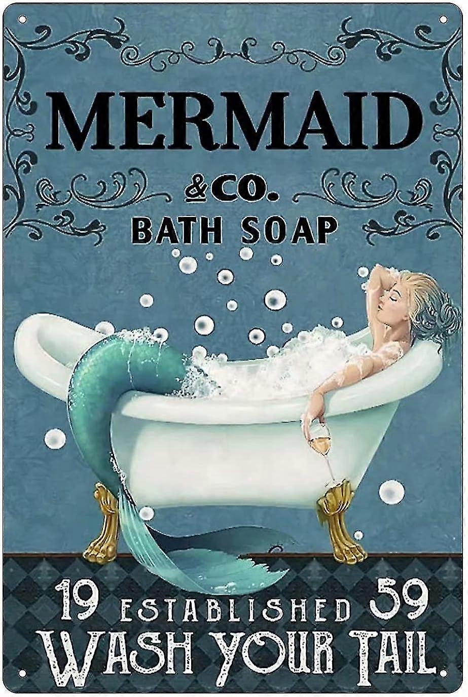 Placa de Metal de Sereia, Lave Sua Cauda Arte Poster Placa de Metal 8x12 Polegadas OU 12x16 Polegadas Modo 1276