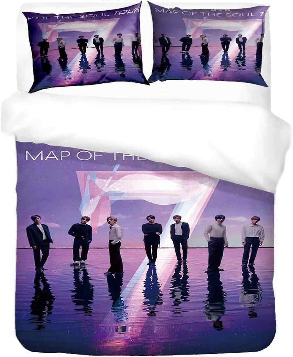 Conjuntos de Capas de Edredom Kpop BTS Mapa da Alma Conjunto de Cama 3pcs, Conjunto de Cama para Crianças Adolescentes Meninas Meninos com 1 Capa de Edredom e 2 Fronhas (Roxo, Twin-68