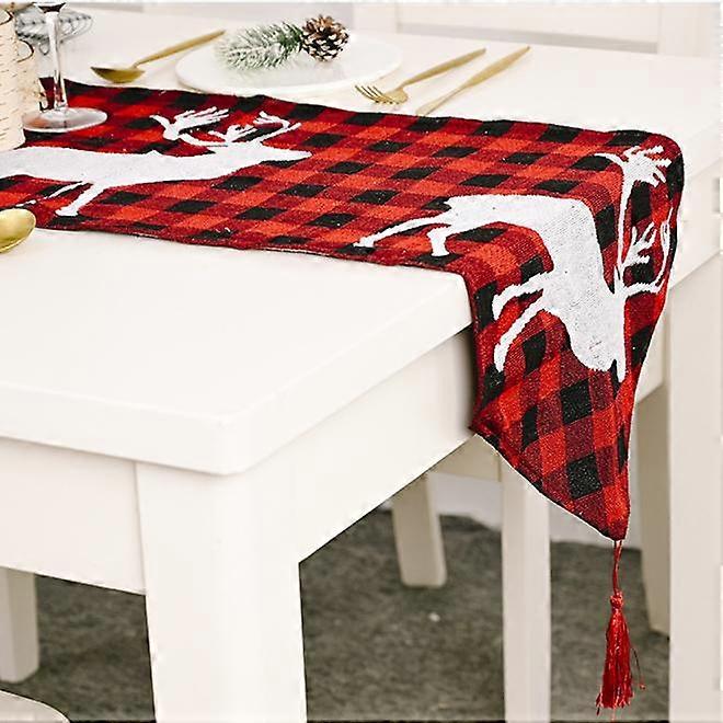 Rectangular Christmas Tablecloth Polyester 35*180m Christmas Tree Patterns for Christmas Table DecorationPrinted Christmas Tablecloth Absorbent Tablec