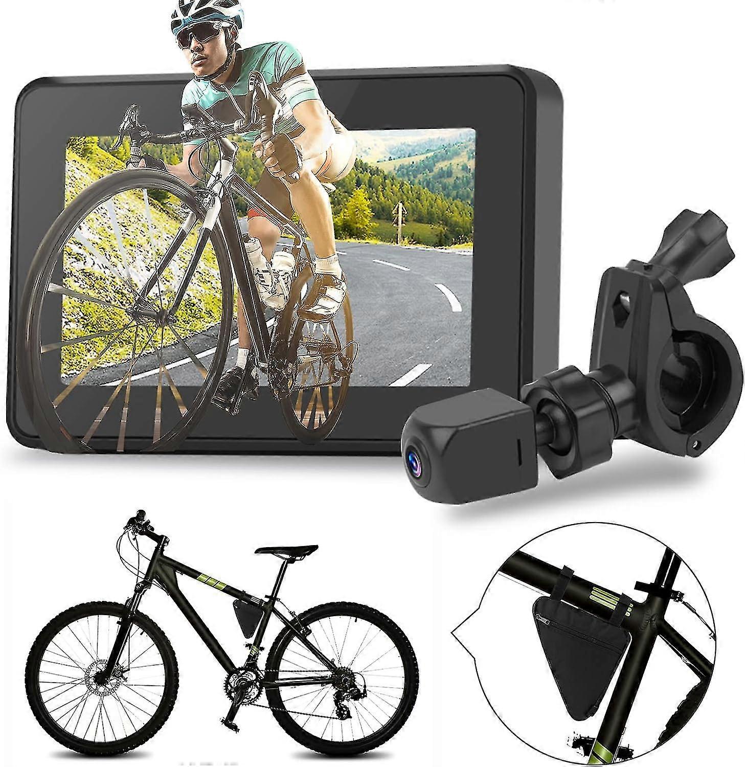 Bike Bicycle Mirror,1080P Bicycle Rear View camera with 4.3" Screen,130 Wide Angle Color Night Vision Bikes Camera 360 Adjustable