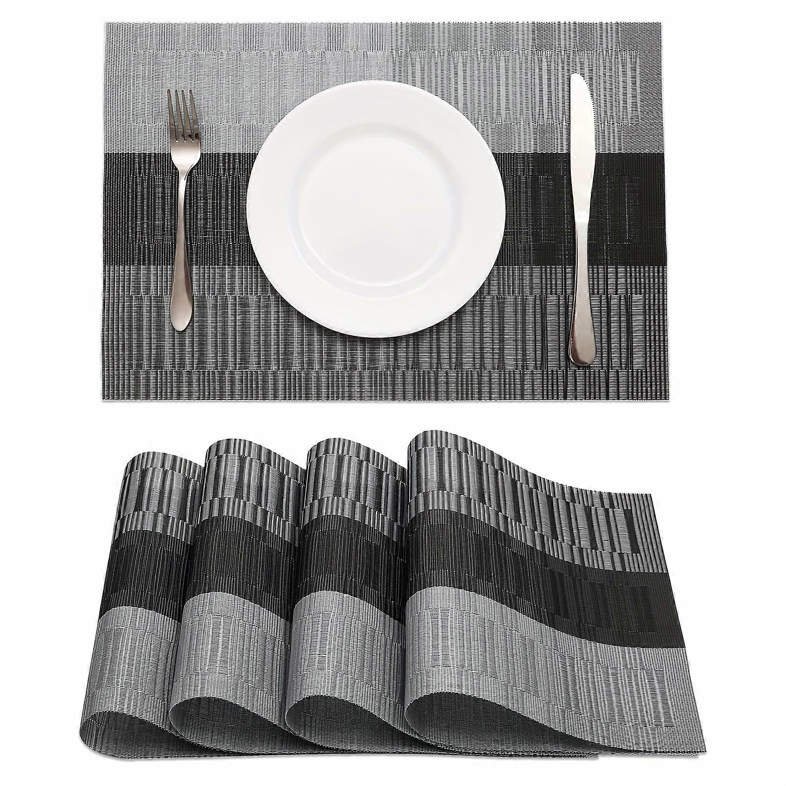 Set of 4/6 Square Vinyl Placemats - Durable, Heat-Resistant & Washable - Non-Slip, Wipeable Design for Kitchen & Outdoor Dining - Stylish Table Mats f