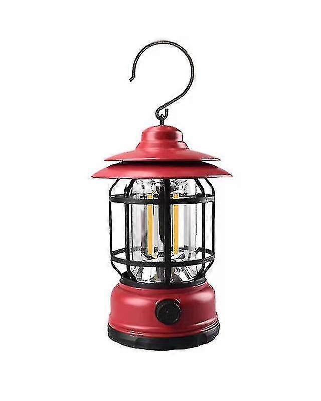 USB Oppladbar Camping Lantern Flamme Lys - Utendørs Cob Lantern Retro Camping Lampe Lys