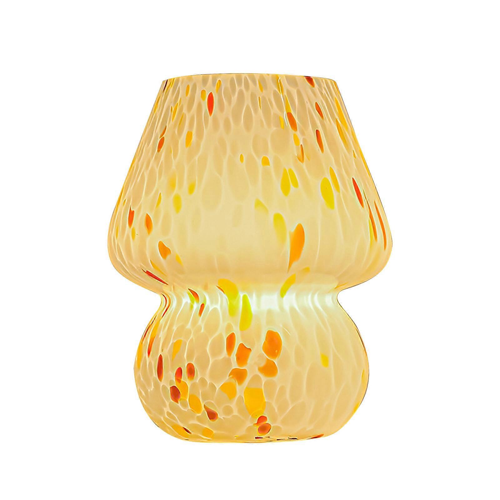 Glass Mushroom Bedside Table Lamp - Translucent Retro Style Striped Small Bedside Lamp Night Light, Reading Light for Home Decor, Dining Room, Living