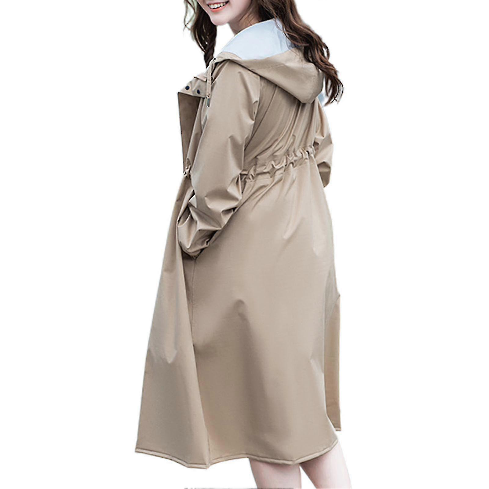Lady Long Impermeable impermeable ligero impermeable reutilizable con capucha para exteriores