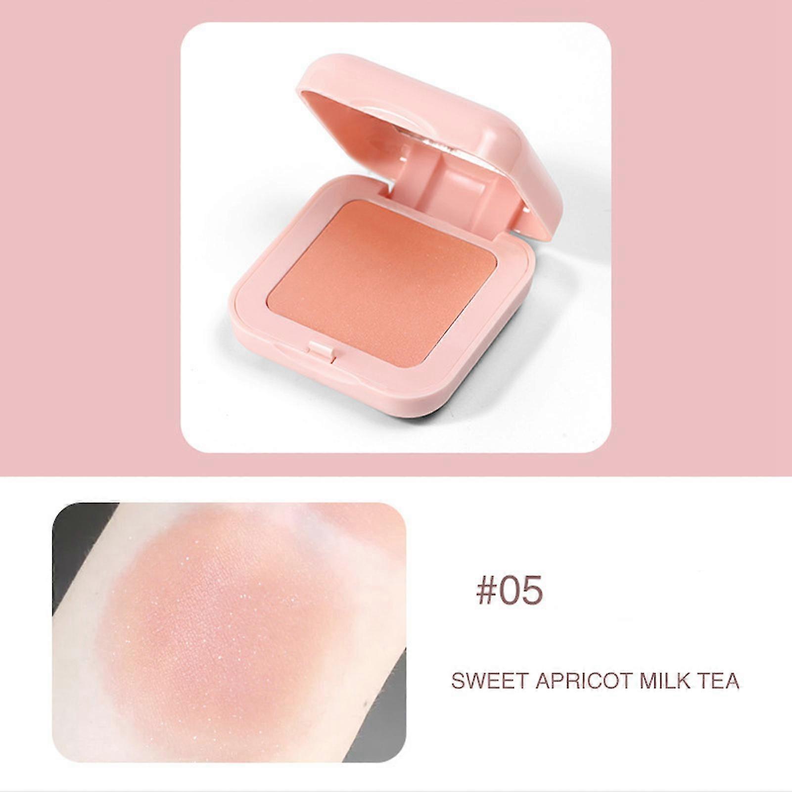 Natural Fine Powder Face Blusher 05 Pearlescent Apricot Long Lasting Pink Case with Brush for Women