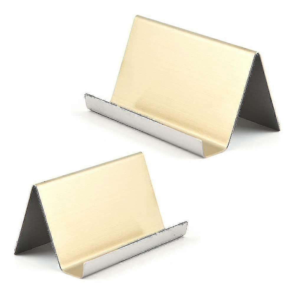 Stainless Steel Business Card Holder - Set of 2, Desktop Business Card Stand, Metal Business Card Organizer