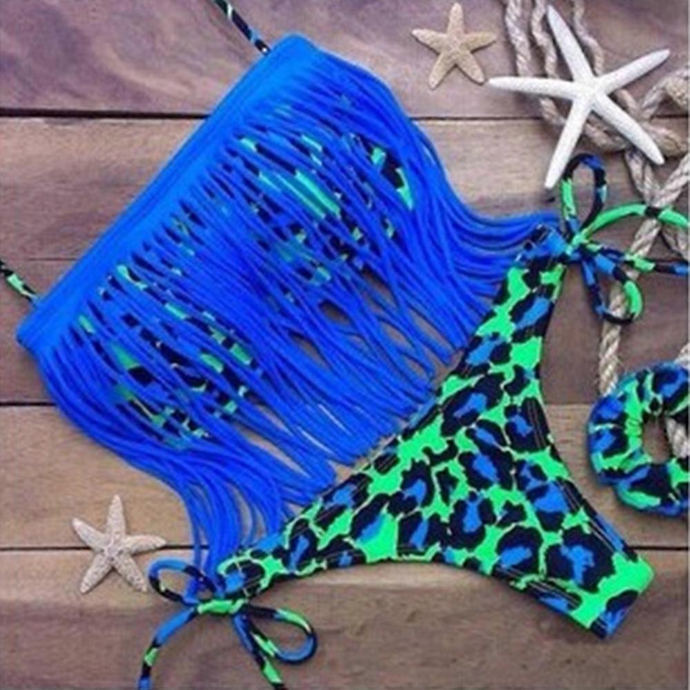 Tassel Bikini Leopard Imprimé Maillot de Bain Maillot de Bain