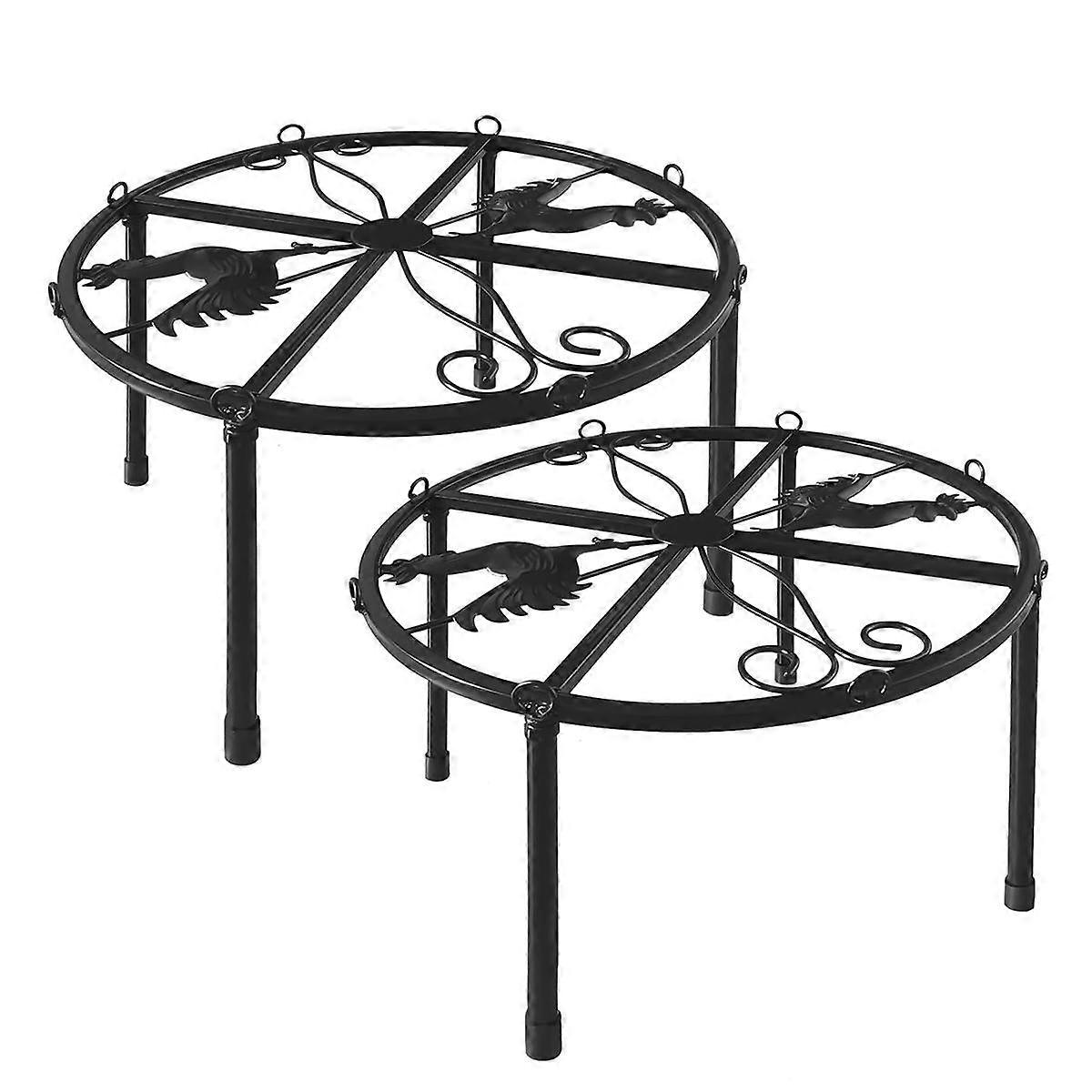 2 PCS Metal Stand for Waterer, Iron Stand Holder with 4 Legs, Round Supports Rack for Buckets Barre