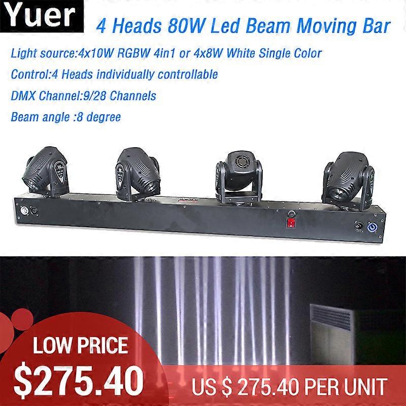 4 Heads 80W Led Mini Beam Moving Head Light RGBW Or White Color 4pcs 8W led lamp DMX Controller Professional Stage DJ Lighting