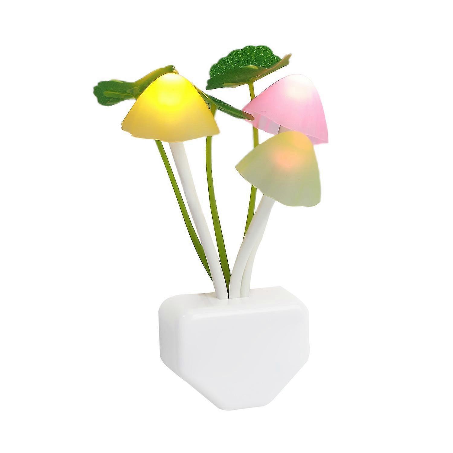 US EU Plug Adapter LED Night Lamp Discolor Light Sense Control Mushroom Lamp
