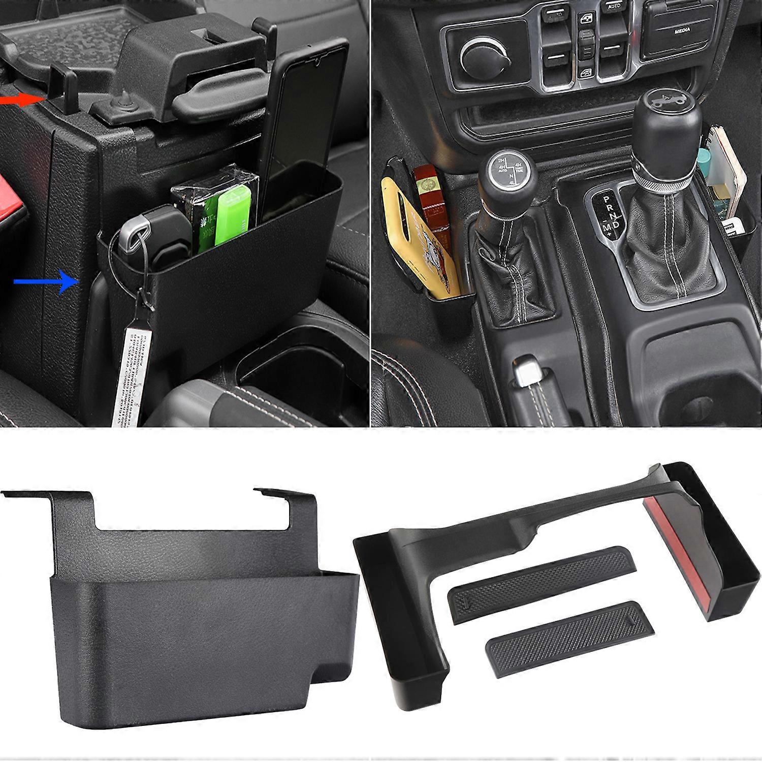 Storage Box 2Pcs Gear Shift Storage Box Stowing Tidying For Jeep Wrangler Jl Rubicon Sport Sahara Gladiator Jt 2018-2022 Car Interior Accessories Small