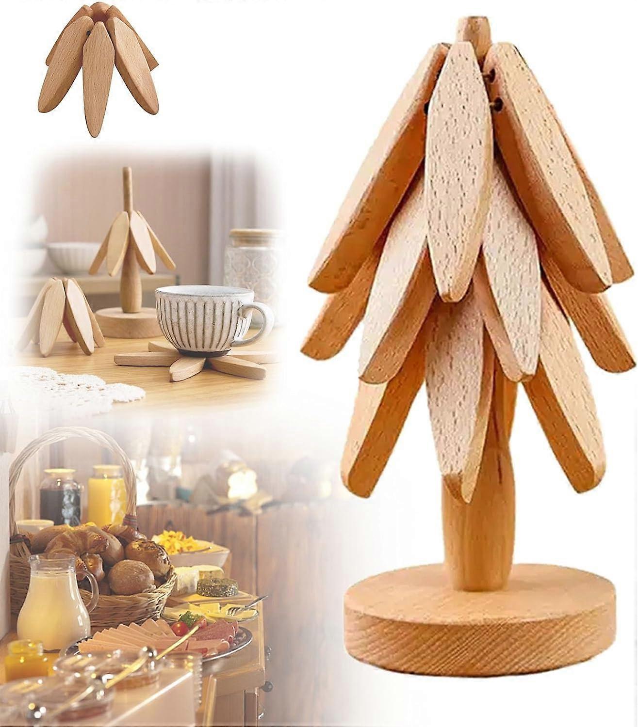 Valnøtt Tree Understell For Hot Retter Isolasjon Pad, Tree Shape Trivet Set Gaver, 50% tilbud