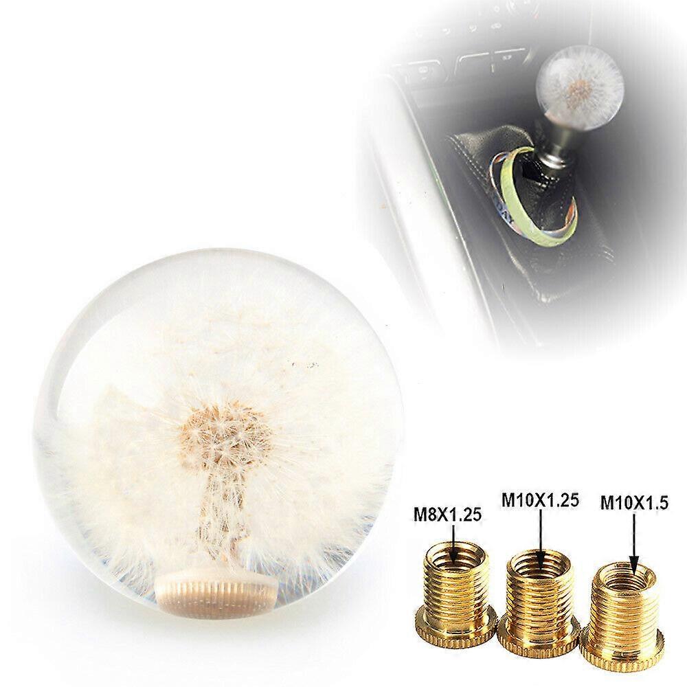 Car Interior Universal 70MM/54MM Racing Crystal Ball Dandelion Real Flowers Gear Shift Knob Head Transparent DIY