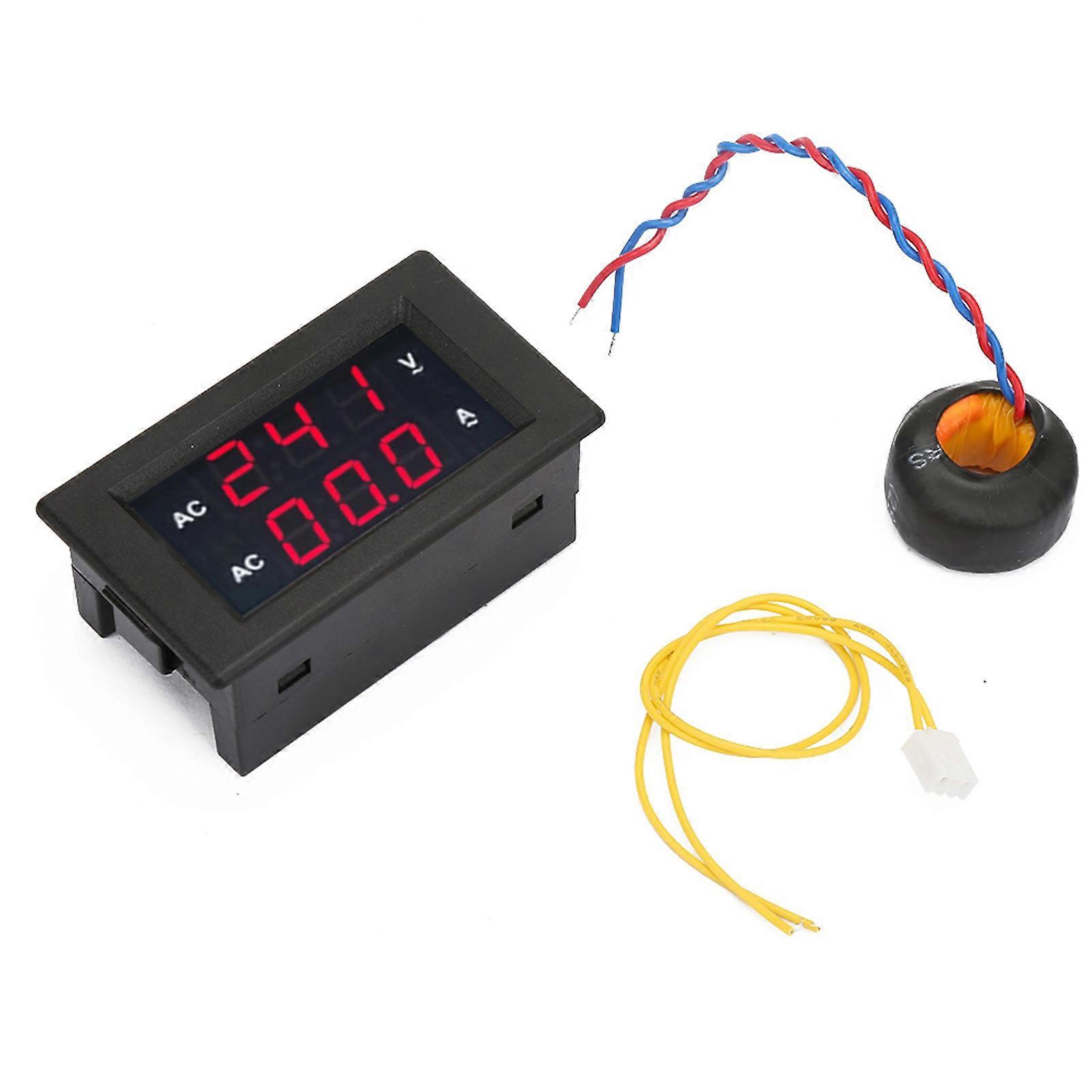 LED Digital Display AC 100~300V Voltmeter 0-10A Ampere Meter(Red red)