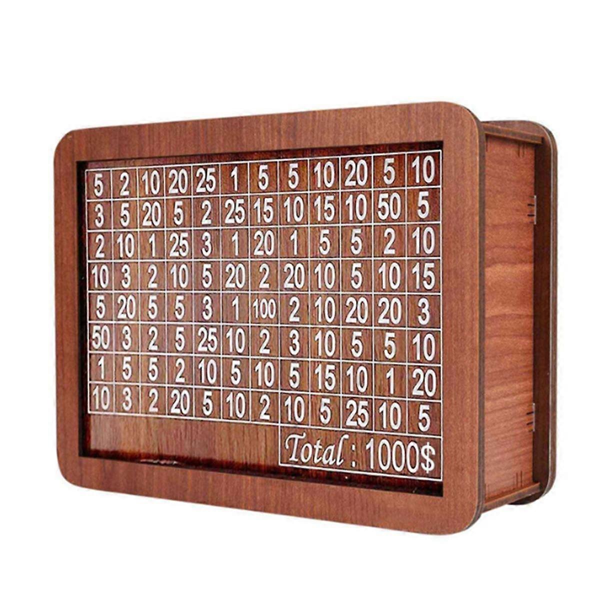 Wooden Piggy Bank for Adult Kids, Money Box with Counter, Money Saving Tin, Reusable Money Box with Counting Target-A