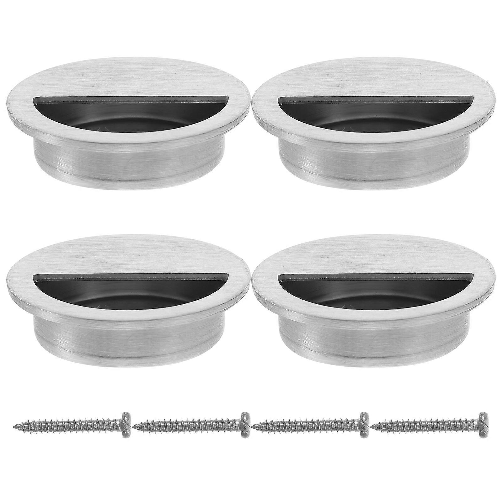 4pcs Recessed Door Pull Pocket Door Handles Cabinet Door Knobs Bathroom Cabinet Pulls