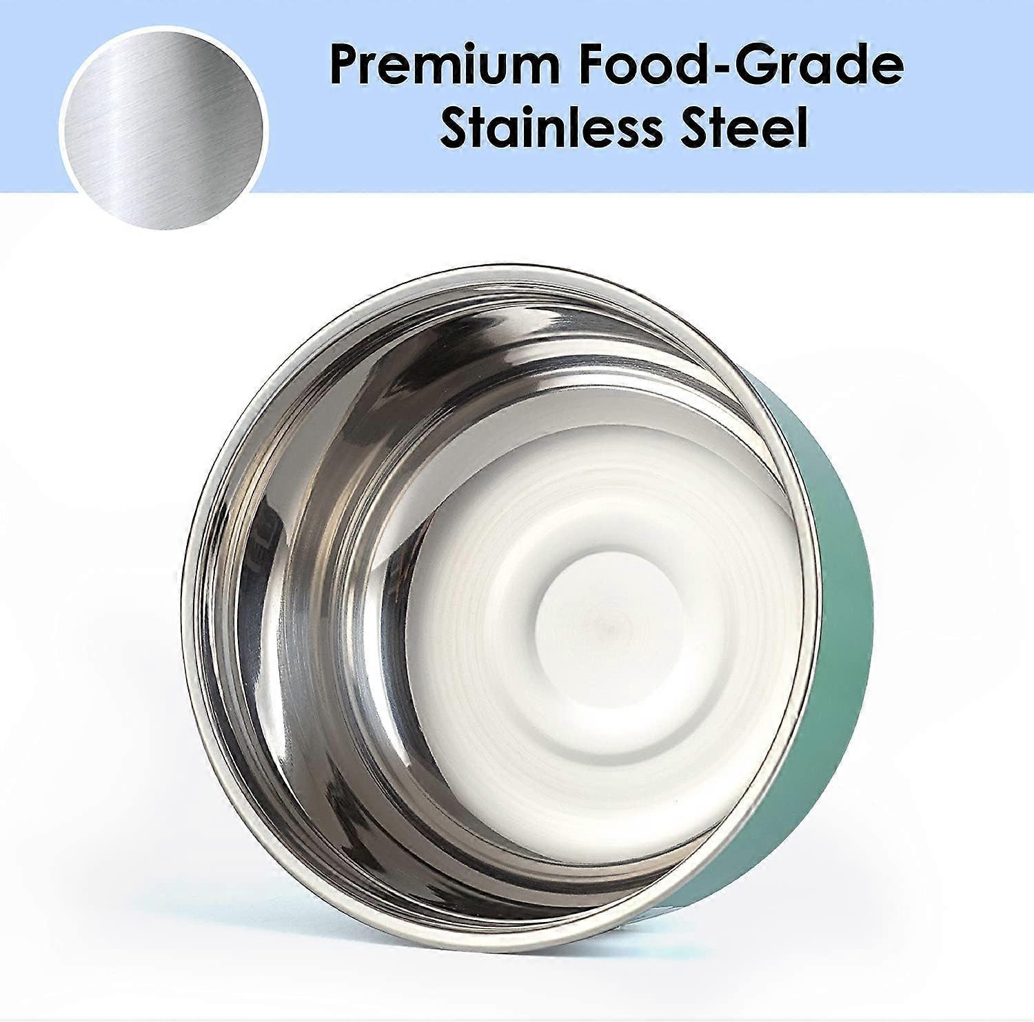 High-quality stainless steel food container/lunch box with non-slip appearance, 2-piece set, 220ML, 2L, leak-proof, BPA-free, portion control (green)