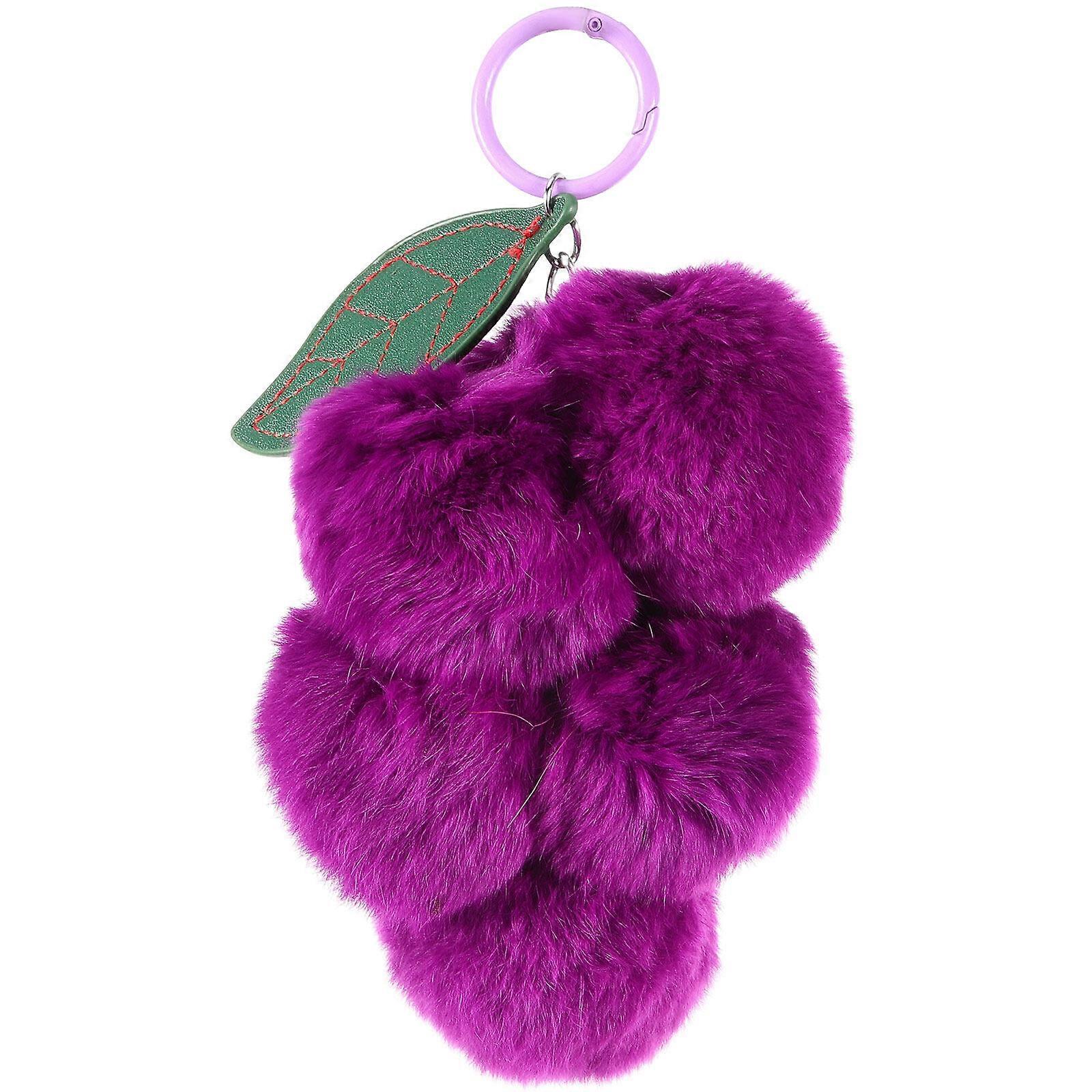 Grape Keychain Charm Car Keychain Pendant Plush Ball Bag Hanging Ornament Bag Charm
