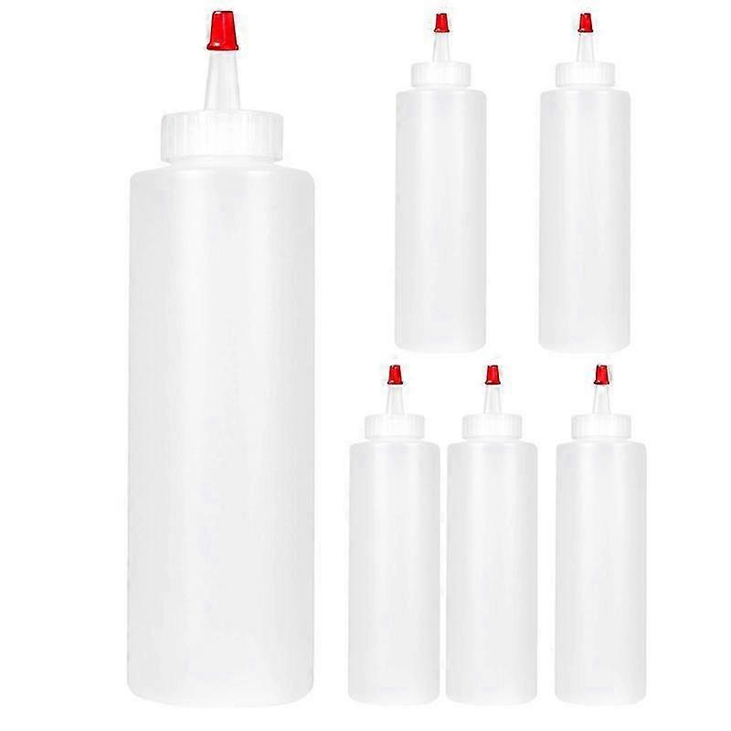 6pc Squeeze Squirt Kryddflaskor För Såser - 16 Ounce - Perfekta behållare för ketchup, bbq, såser, sirap