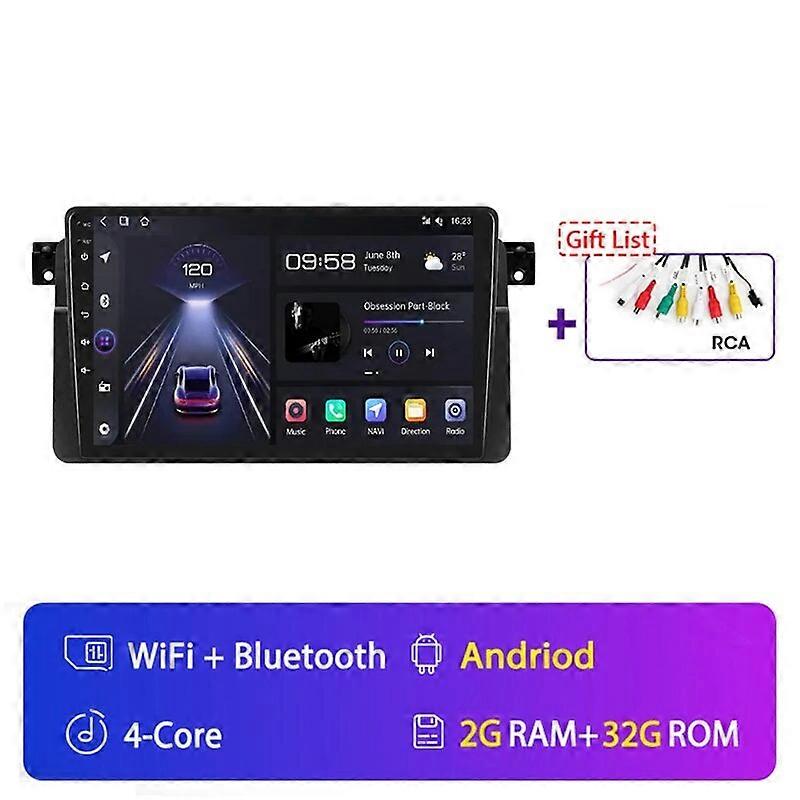 Redkid Carplay sans fil 2Din Android 13 autoradio lecteur vidéo multimédia pour BMW E46 M3 318/320/3