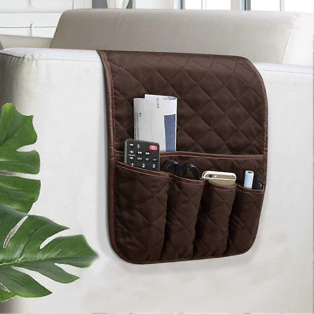 Sofa Armrest Organizer Non-slip Chair Bedside Storage Rack (Coffee)