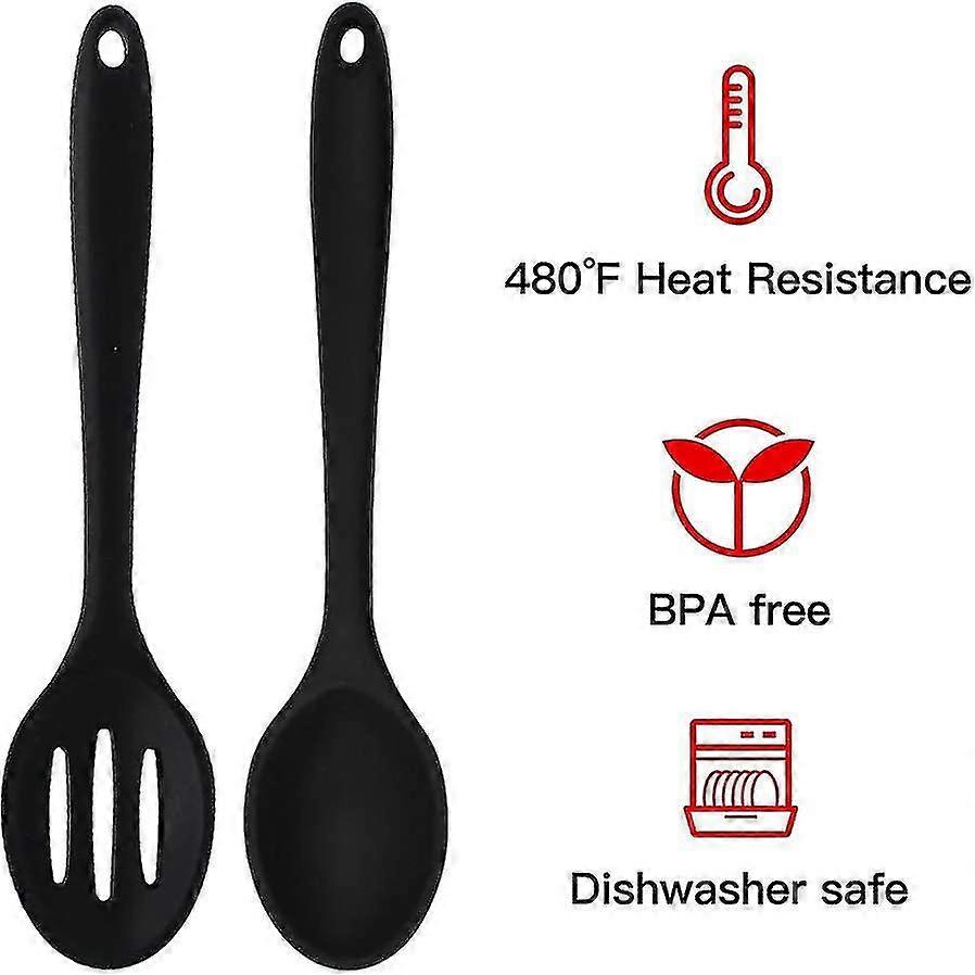 2 Pieces Silicone Nonstick Mixing Spoons,serving Cooking Spoon