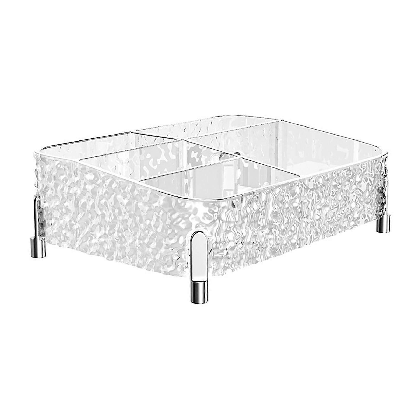 Transparent Storage Box with Compartments Large Capacity Stable Base Perfume Lipstick Desktop Divided Storage Organizer Jikaix