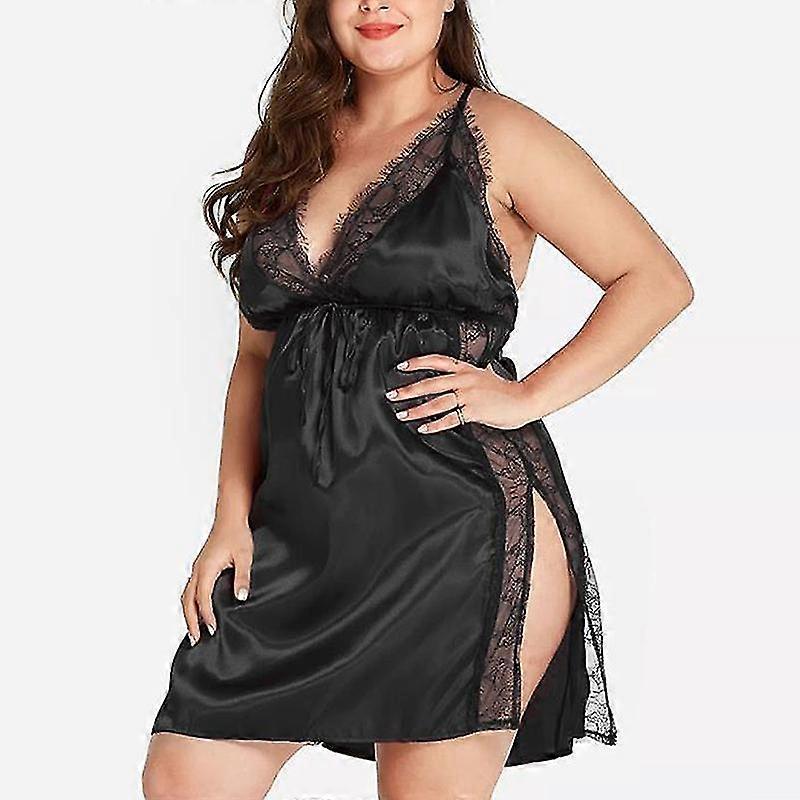 Plus size női csipke átlátszó fehérnemű pizsama ruha