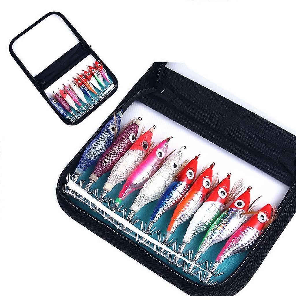 10Pcs Angelköder Fischköder Köder Fluoreszierende Tintenfisch Jig Haken Garnelenköder
