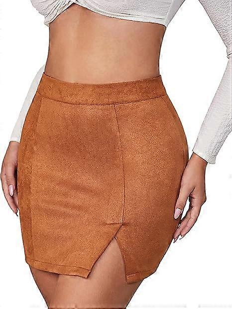 Womens Faux Suede Leopard Print High Waisted