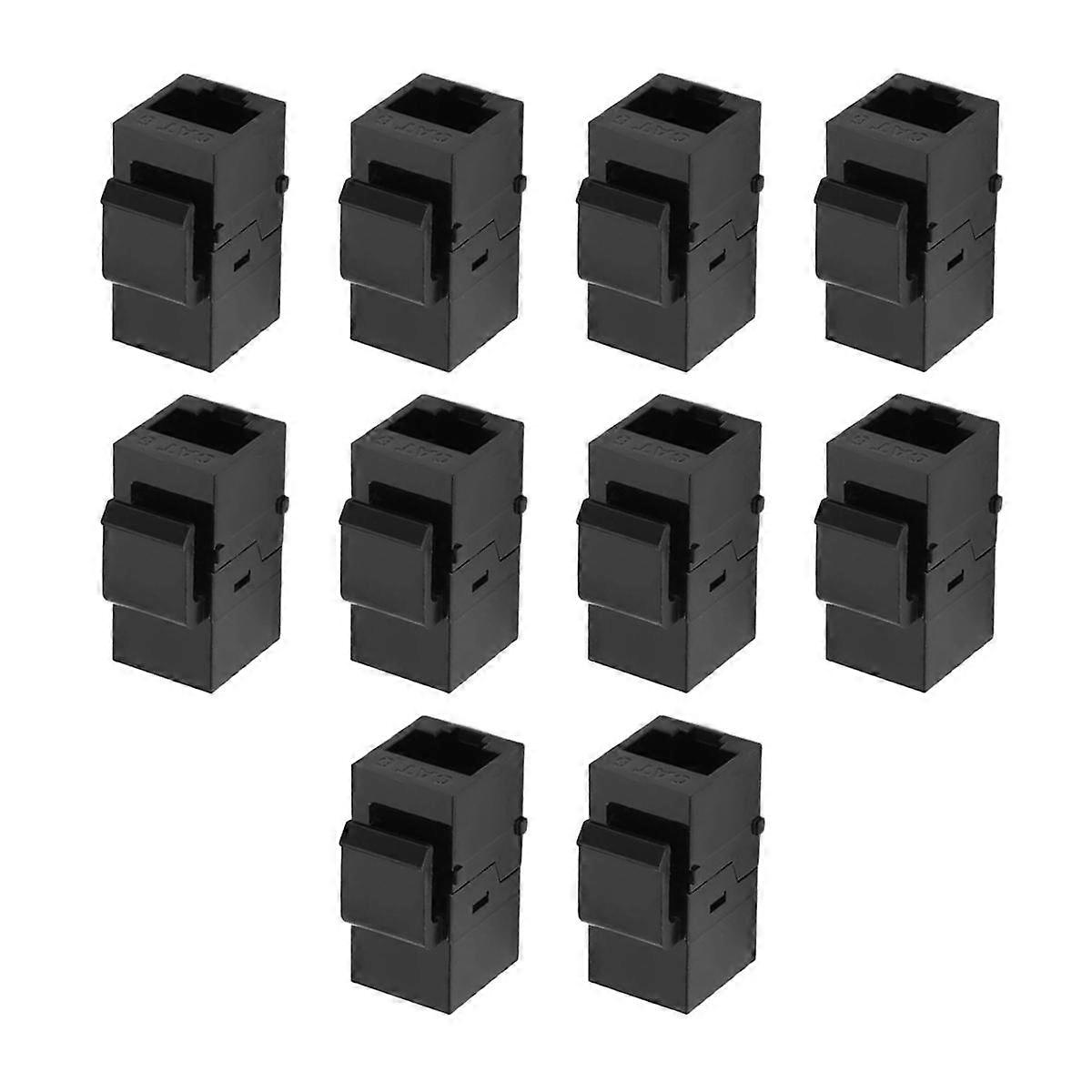 10Pcs RJ45 Connector Cat6 Extension Coupler Adapter,Black